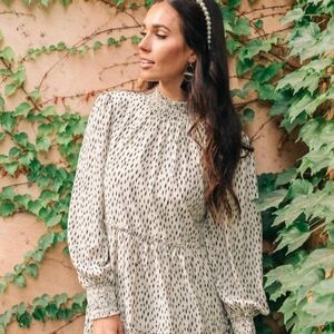 Love Riche Black and Cream Long Sleeve Dress